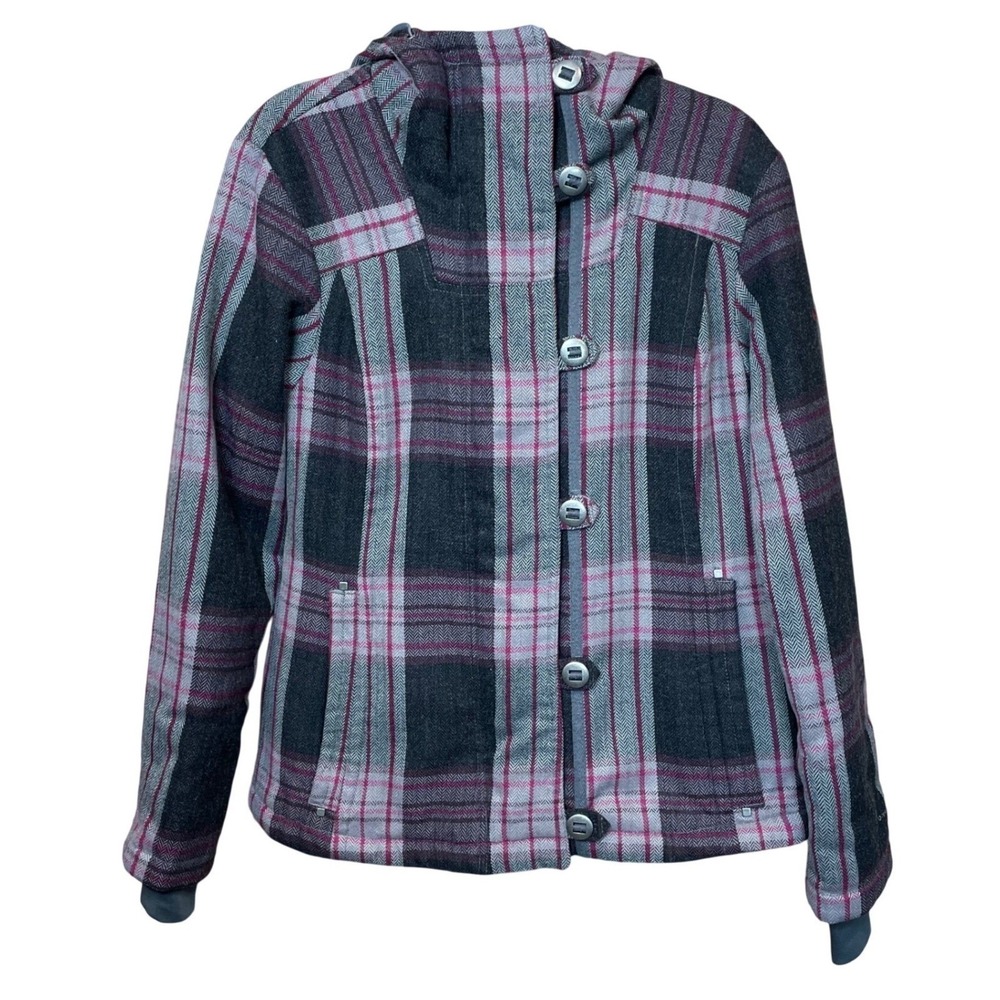 Columbia Grey Plaid Omni-Shield Hooded Jacket Wool Blend Womens Size S